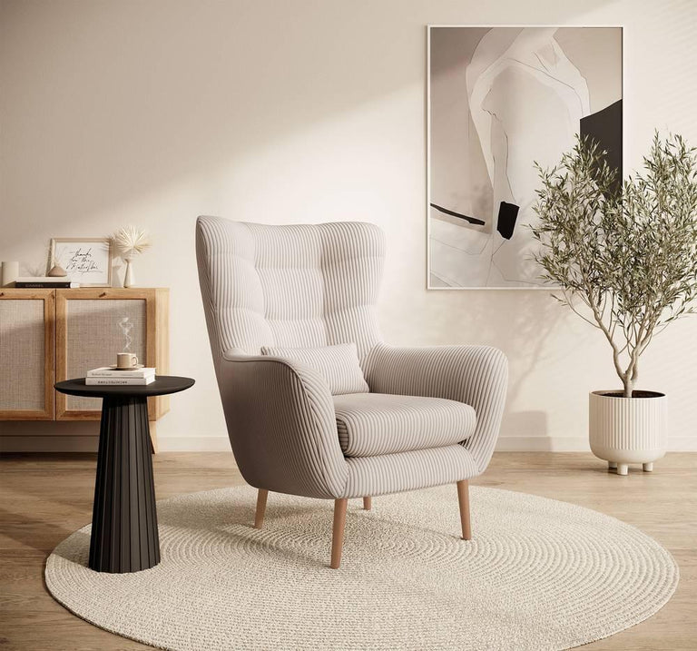 Fauteuil met hocker Verdiro ribstof