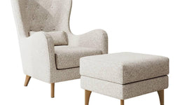 Fauteuil met hocker Casara bouclé