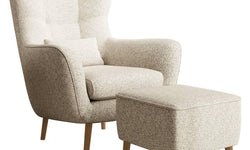 Fauteuil met hocker Verdiro bouclé