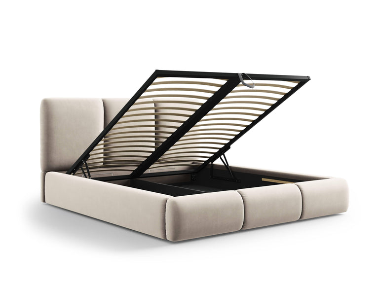 Bedframe Nicolas velvet met opbergruimte en hoofdbord 140 x 200 cm