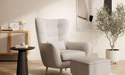 Fauteuil met hocker Verdiro ribstof