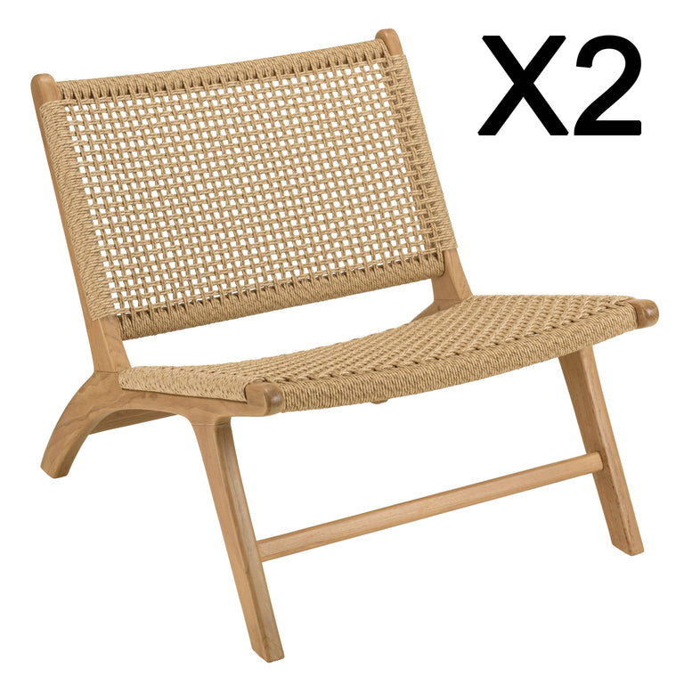 Set van 2 tuin loungestoelen Valeria geruit