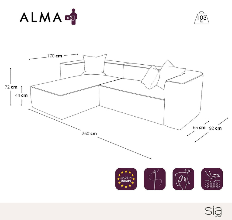 Hoekbank Alma links bouclé