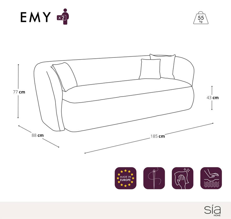 2-zitsbank Emy velvet