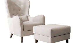 Fauteuil met hocker Casara velvet