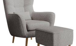 Fauteuil met hocker Verdiro bouclé