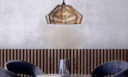 Houten hanglamp woonkamer Marquee