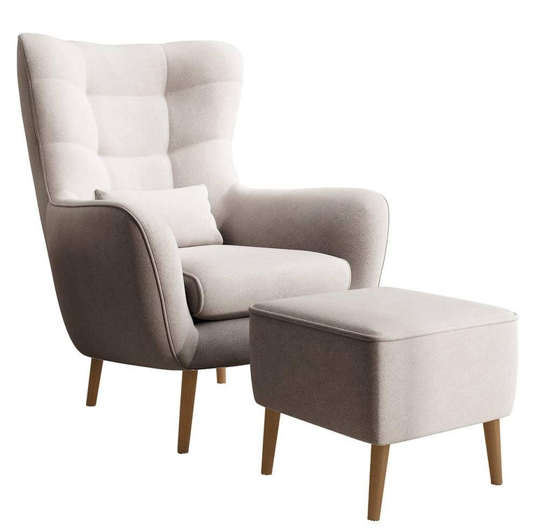 Fauteuil met hocker Verdiro velvet