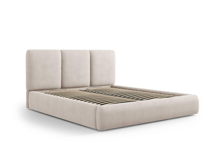 Bedframe Nicolas chenille met opbergruimte en hoofdbord 140 x 200 cm