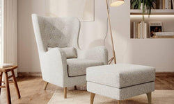 Fauteuil met hocker Casara bouclé