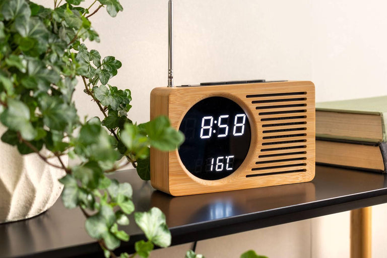 Alarmklok Retro Radio bamboe