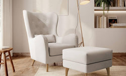 Fauteuil met hocker Casara velvet