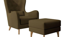 Fauteuil met hocker Casara velvet