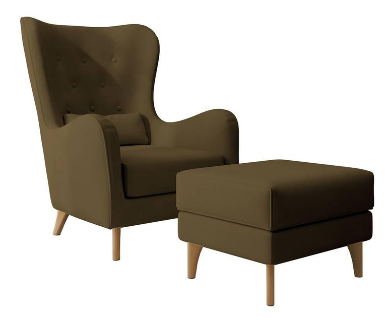 Fauteuil met hocker Casara velvet