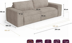 sia-home-3-zitsslaapbank-joanvelvetmet dunlopillo matras-beige-geweven-fluweel (100% polyester)-banken-meubels7