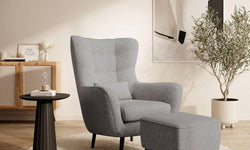 Fauteuil met hocker Verdiro bouclé