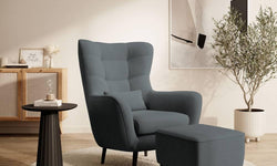 Fauteuil met hocker Verdiro velvet