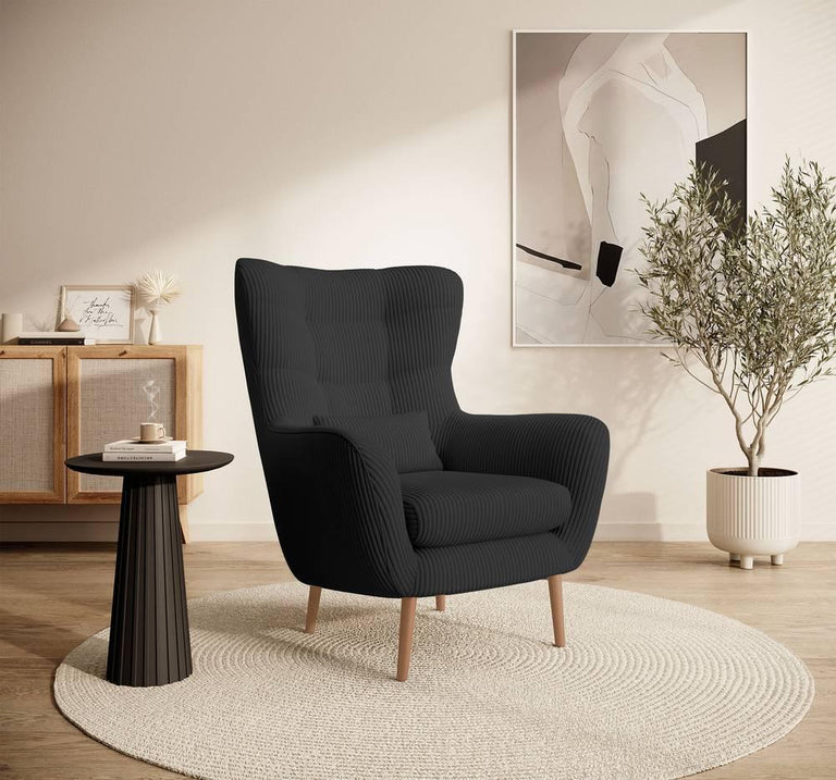 Fauteuil met hocker Verdiro ribstof