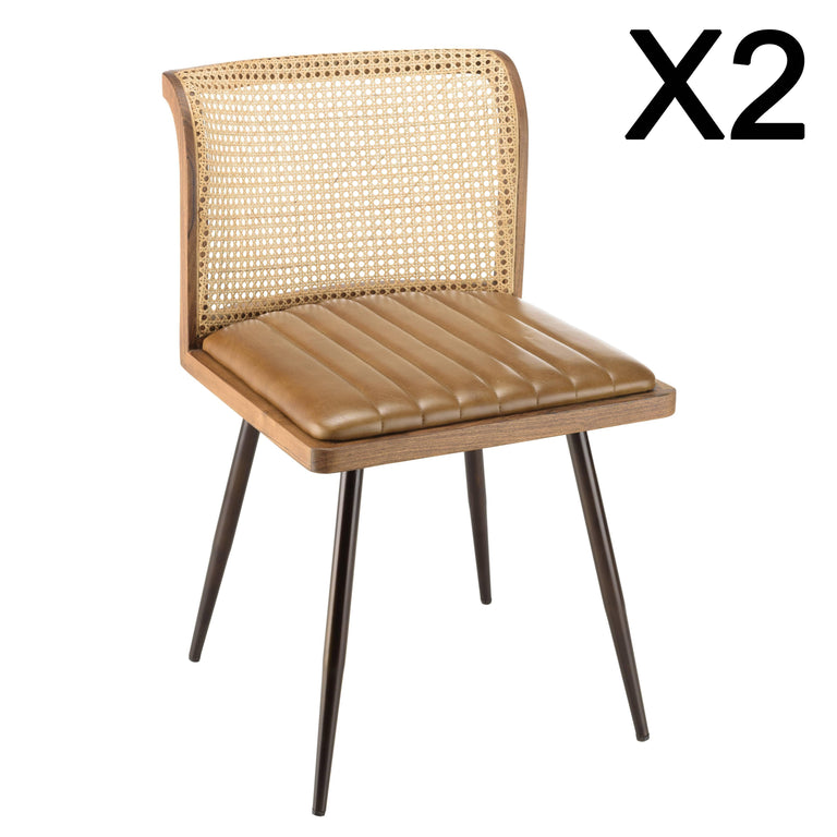 Set van 2 eetkamerstoelen Marcel leer