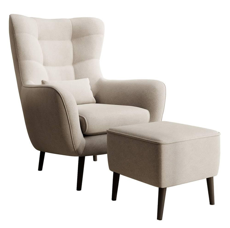 Fauteuil met hocker Verdiro velvet