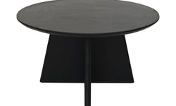 Ronde Salontafel Kruispoot-80x80x45-Zwart-Mango