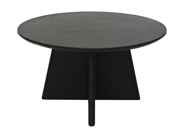 Ronde Salontafel Kruispoot-80x80x45-Zwart-Mango