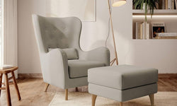 Fauteuil met hocker Casara velvet