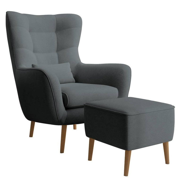 Fauteuil met hocker Verdiro velvet