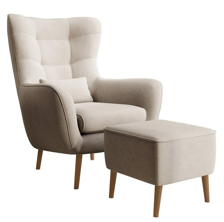 Fauteuil met hocker Verdiro velvet