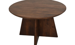 Ronde Salontafel Kruispoot-80x80x45-Bruin-Mango