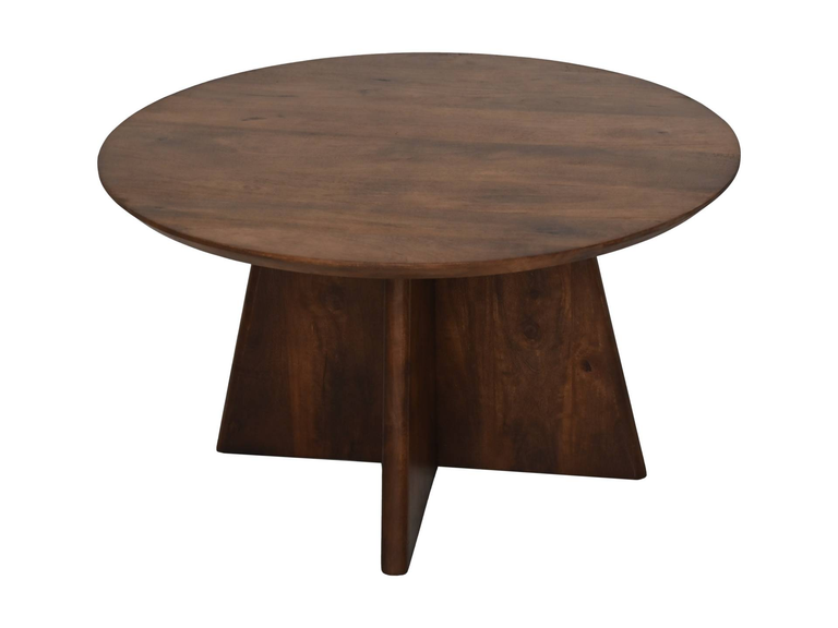 Ronde Salontafel Kruispoot-80x80x45-Bruin-Mango