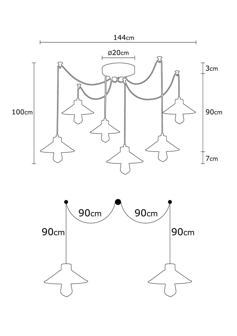 6-lichts Hanglamp Casey