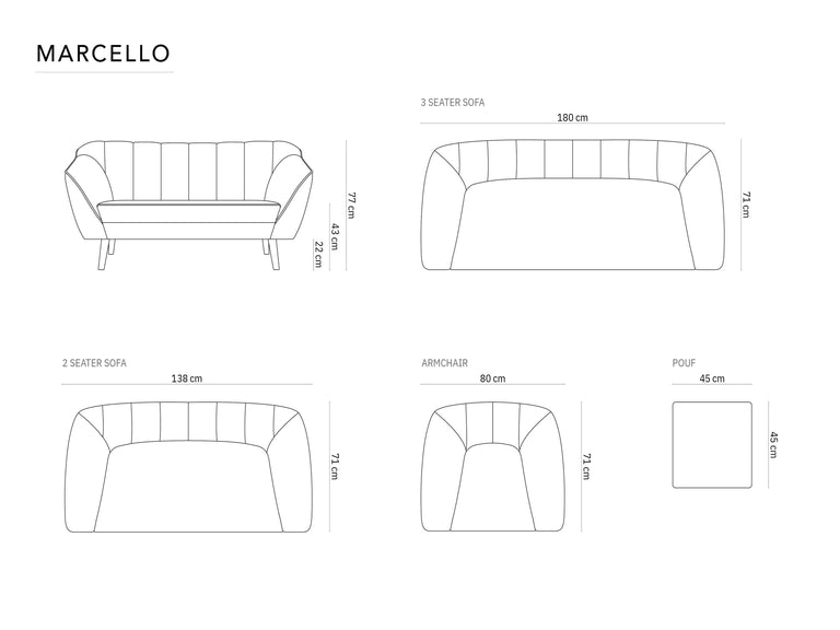 3-zitsbank Marcello velvet