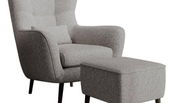 Fauteuil met hocker Verdiro bouclé