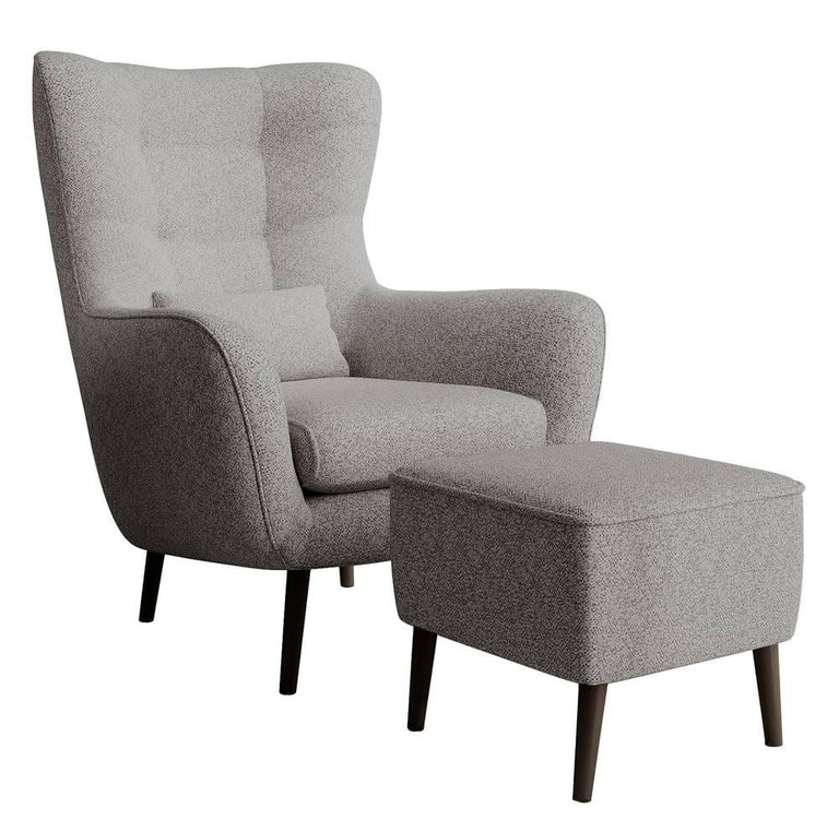 Fauteuil met hocker Verdiro bouclé