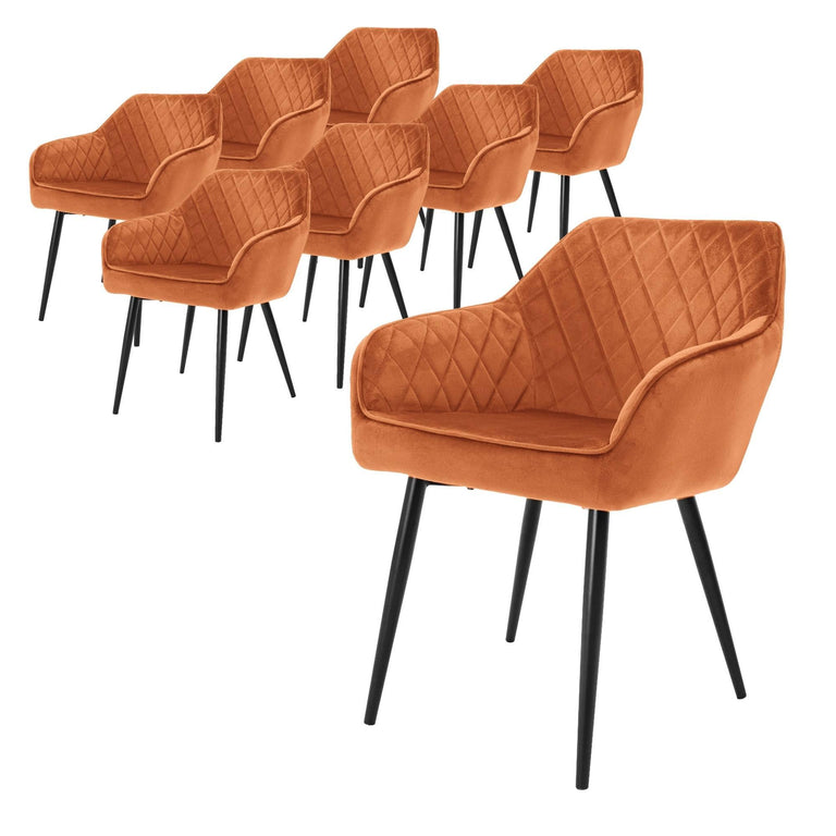 Set van 8 eetkamerstoelen Garth velvet