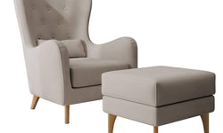 Fauteuil met hocker Casara velvet