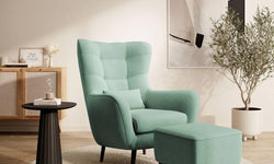 Fauteuil met hocker Verdiro velvet