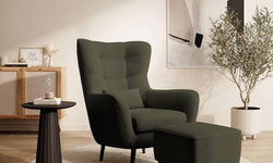 Fauteuil met hocker Verdiro velvet