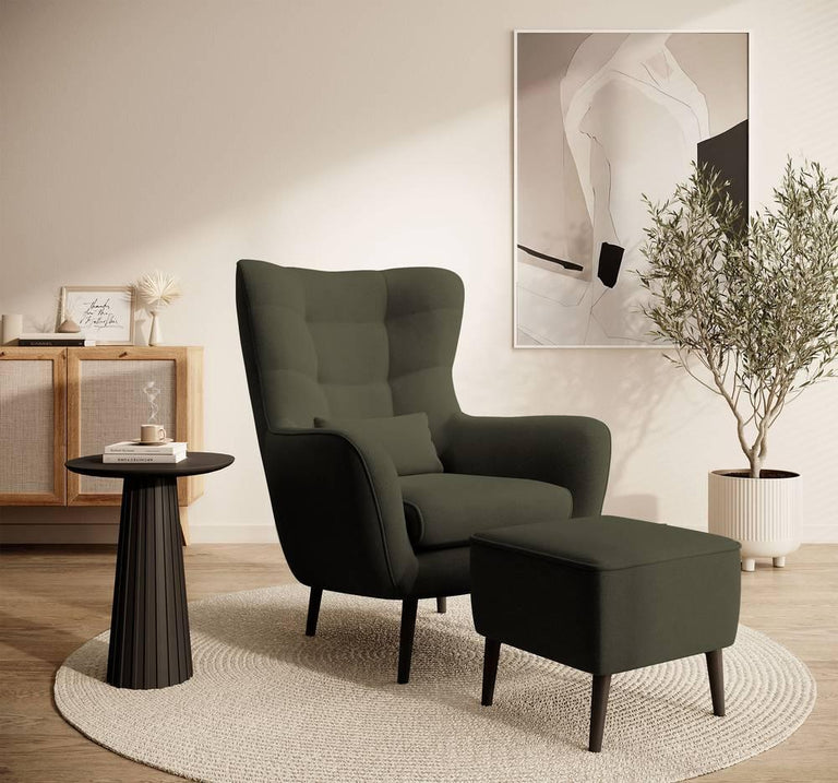 Fauteuil met hocker Verdiro velvet