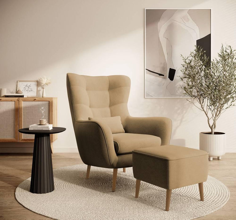 Fauteuil met hocker Verdiro velvet