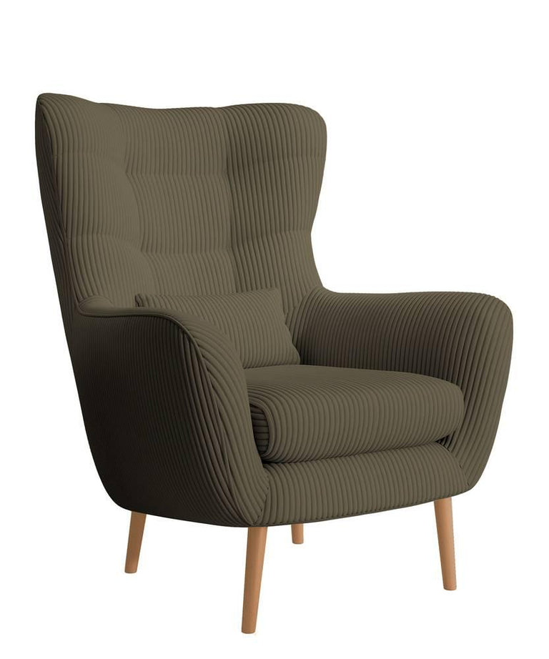 Fauteuil met hocker Verdiro ribstof