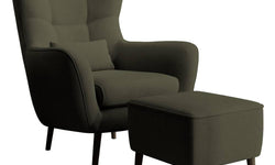 Fauteuil met hocker Verdiro velvet