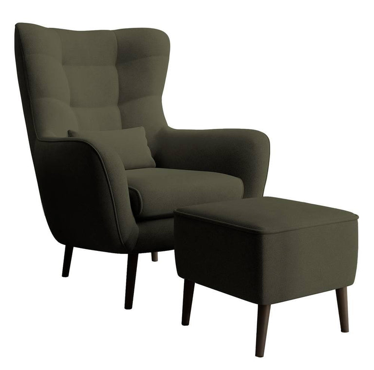 Fauteuil met hocker Verdiro velvet