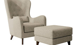 Fauteuil met hocker Casara bouclé