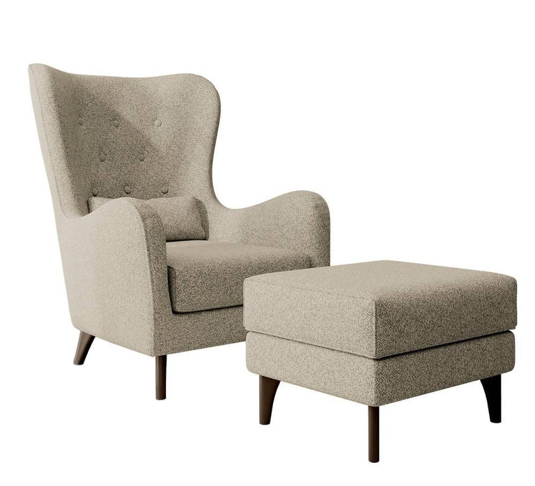 Fauteuil met hocker Casara bouclé