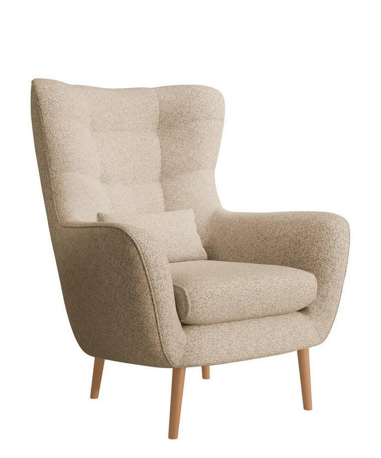 Fauteuil met hocker Verdiro bouclé