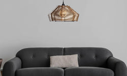 Houten hanglamp woonkamer Marquee