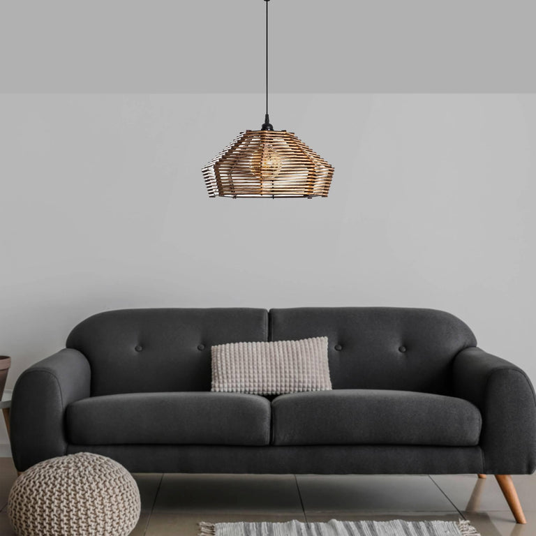 Houten hanglamp woonkamer Marquee