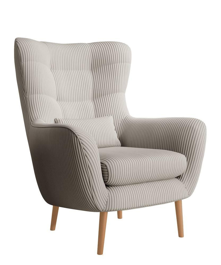 Fauteuil met hocker Verdiro ribstof